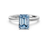 White gold Fancy Blue Emerald  Solitaire Diamond Ring with Thin Band and Four-Prong Setting_60