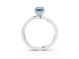 White gold Fancy Blue Emerald  Solitaire Diamond Ring with Thin Band and Four-Prong Setting_6