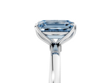 White gold Fancy Blue Emerald  Solitaire Diamond Ring with Thin Band and Four-Prong Setting_8