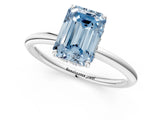 White gold Fancy Blue Emerald  Solitaire Diamond Ring with a Classic Band and Four-Prong Setting 2