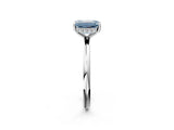 White gold Fancy Blue Emerald  Solitaire Diamond Ring with a Classic Band and Four-Prong Setting 3