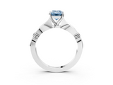 White gold Fancy Blue Emerald  Solitaire Diamond Twisted Band with Four-Prong Setting_62