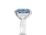 White gold Fancy Blue Emerald  Solitaire Diamond Twisted Band with Four-Prong Setting_64