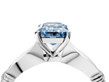 White gold Fancy Blue Emerald  Solitaire Diamond Twisted Band with Four-Prong Setting_78