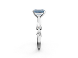 White gold Fancy Blue Emerald  Solitaire Diamond Twisted Band with Four-Prong Setting_81