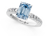 White gold Fancy Blue Emerald  Solitaire Diamond with Pavé Band and Four-Prong Setting_64