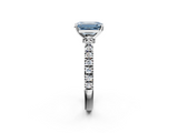 White gold Fancy Blue Emerald  Solitaire Diamond with Pavé Band and Four-Prong Setting_65