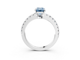 White gold Fancy Blue Emerald  Solitaire Diamond with Pavé Band and Four-Prong Setting_66