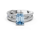 White gold Fancy Blue Emerald  Solitaire Diamond with Pave and Channel Set Band_38