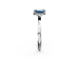White gold Fancy Blue Emerald  Solitaire Engagement Ring with Cathedral Band and Four-Prong Setting_23