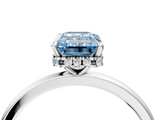 White gold Fancy Blue Emerald  Solitaire Engagement Ring with Cathedral Band and Four-Prong Setting_25