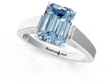 White gold Fancy Blue Emerald  Solitaire Engagement Ring with Four-Prong Setting and Tapered Band_4