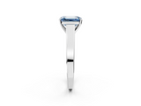 White gold Fancy Blue Emerald  Solitaire Engagement Ring with Four-Prong Setting and Tapered Band_5