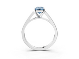 White gold Fancy Blue Emerald  Solitaire Engagement Ring with Four-Prong Setting and Tapered Band_6