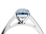 White gold Fancy Blue Emerald  Solitaire Engagement Ring with Four-Prong Setting and Tapered Band_7