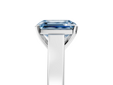 White gold Fancy Blue Emerald  Solitaire Engagement Ring with Four-Prong Setting and Tapered Band_8