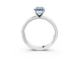 White gold Fancy Blue Emerald  Solitaire Engagement Ring with Scrollwork Band and Four-Prong Setting_114