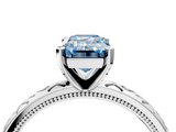 White gold Fancy Blue Emerald  Solitaire Engagement Ring with Scrollwork Band and Four-Prong Setting_116