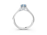 White gold Fancy Blue Emerald  Solitaire Engagement Ring with Six-Prong Setting and Classic Band 4