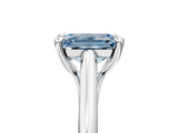 White gold Fancy Blue Emerald  Solitaire Engagement Ring with Six-Prong Setting and Classic Band
