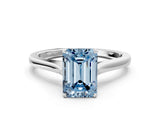 White gold Fancy Blue Emerald  Solitaire Heart Prong Engagement Ring with Tapered Band_53