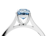 White gold Fancy Blue Emerald  Solitaire Heart Prong Engagement Ring with Tapered Band_59