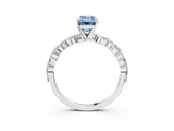 White gold Fancy Blue Emerald  Solitaire Marquise Side Stone Prong Setting Ring_45