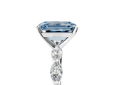 White gold Fancy Blue Emerald  Solitaire Marquise Side Stone Prong Setting Ring_49