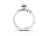 White gold Fancy Blue Emerald  Solitaire Marquise Twist Band with Six-Prong Setting_60