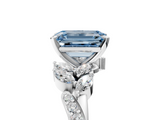 White gold Fancy Blue Emerald  Solitaire Marquise Twist Band with Six-Prong Setting_62