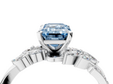 White gold Fancy Blue Emerald  Solitaire Marquise Twist Band with Six-Prong Setting_62