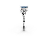 White gold Fancy Blue Emerald  Solitaire Marquise Twist Band with Six-Prong Setting_63