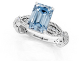 White gold Fancy Blue Emerald  Solitaire Milgrain Diamond Engagement Ring with Bezel and Marquise Band_62