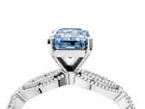 White gold Fancy Blue Emerald  Solitaire Milgrain Diamond Engagement Ring with Bezel and Marquise Band_65
