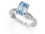 White gold Fancy Blue Emerald  Solitaire Milgrain Diamond Engagement Ring with Bezel and Marquise Band_67