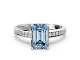 White gold Fancy Blue Emerald  Solitaire Pavé Band Prong Setting Ring_20