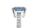 White gold Fancy Blue Emerald  Solitaire Pavé Band Prong Setting Ring_25