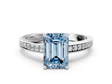White gold Fancy Blue Emerald  Solitaire Pavé Band Prong Setting Ring_49