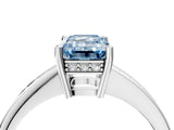 White gold Fancy Blue Emerald  Solitaire Pavé Band Prong Setting Ring_53