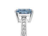White gold Fancy Blue Emerald  Solitaire Pavé Band Prong Setting Ring_54