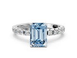 White gold Fancy Blue Emerald  Solitaire Pavé Band with Four-Prong Setting_143