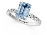 White gold Fancy Blue Emerald  Solitaire Pavé Band with Four-Prong Setting_144