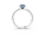 White gold Fancy Blue Emerald  Solitaire Pavé Band with Four-Prong Setting_146