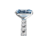 White gold Fancy Blue Emerald  Solitaire Pavé Band with Four-Prong Setting_148
