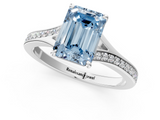 White gold Fancy Blue Emerald  Solitaire Pavé Band with Four-Prong Setting_89