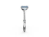 White gold Fancy Blue Emerald  Solitaire Pavé Band with Four-Prong Setting_90