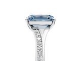 White gold Fancy Blue Emerald  Solitaire Pavé Band with Four-Prong Setting_93