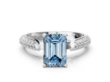 White gold Fancy Blue Emerald  Solitaire Pavé Diamond Engagement Ring with Four-Prong Setting_167