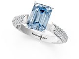 White gold Fancy Blue Emerald  Solitaire Pavé Diamond Engagement Ring with Four-Prong Setting_168