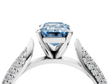 White gold Fancy Blue Emerald  Solitaire Pavé Diamond Engagement Ring with Four-Prong Setting_171